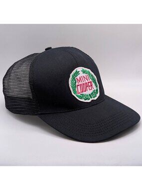 Mini Cooper Original Logo Black Mesh Snapback Hat Cap Auto Driver Mechanic Wear